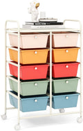 RELAX4LIFE Rolling Storage Cart with 10 Drawers - Craft Storage Cart with Lockable Wheels,Utility Cart, Art Cart Organizer for Crafting Storage, Studio, Office, Home, School Rolling Drawer Cart