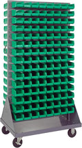 Quantum Storage Systems QMD-36H-220GN Mobile Double Sided Gray Louvered Rack System with Bins, 36" L x 25" W 72" H, Green