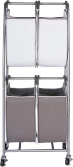 Neatfreak - 2 Tier Vertical Rolling Laundry Cart - Rolling Storage Cart On Wheels With 4 x Tote Hampers For Laundry, Towels, Blankets & Bathroom Organization - Quad Laundry Sorter