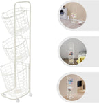 3-Tier Laundry Cart with Locking Wheels & Removable Hampers - Metal Garment Organizer for Home/Laundry Room/Dorm | Rolling Storage System Wire Metal Sorter