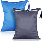 Shappy 2 Pcs Large Travel Laundry Bag Washable Waterproof Wet Dry Large Dirty Clothes Bag Bathing Workout(Solid Gray Blue)