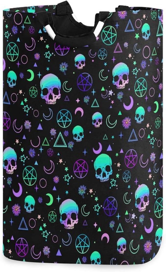 Magic Skull Laundry Basket for College Dorm,50L Collapsible Portable Laundry Hamper Storage Basket for Toys Clothes Organizer