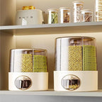 Premium 6-Grid Rotating Food Dispenser with Sealed Lid – 360° Rotation Grain Storage Container for Rice, Beans, Cereal, Peanuts, Barley, and More – Kitchen Pantry Organizer