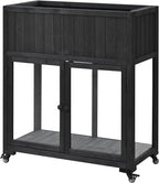 GOWE TOPMAX Patio 35.4''x17.7''x37.4'' Mini Wood Cold Frame, Compact 2 Doors Garden Greenhouse with Wheels, Raised Bed with Liner for Indoor Outdoor Use, Black