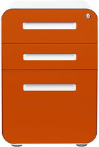 Laura Davidson Furniture Stockpile 3 Drawer File Cabinet with Lock - Under Office Desk Metal Filing Cabinet, Legal/Letter File Folders, Wheels and Stationary Feet, Pre-Assembled, Orange Faceplate
