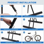 Metal Bike Storage Rack, Floor Stand for 3 Bicycles, Outdoor Loop Parking Holder for Garage, Shed (1 paragraph)