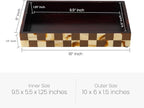 Handicrafts Home Small Bathroom Tray for Countertop, Resin Inlay Vanity Tray for Perfume & Cosmetics, Guest Towel Holder, Decorative Serving Tray for Bathroom,10x6, Vintage Decor, Brown Bathroom Tray