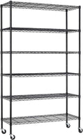 PayLessHere | 6-Tier Wire Shelf with Wheels | 48"x18"x82" | Black | Adjustable Racks | Heavy-Duty Storage Shelves, Holds Upto 510 lbs | Rust-Resistant, No-Tool Assembly | for Home, Garage Shelving