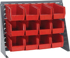 Quantum Storage Systems QBR-2721-230-12RD Ultra Bin Complete Bench Rack Package with 12 Ultra Bins, 27" x 8" x 21" , Red