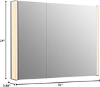 Kohler 81146-SLE-DA1 Maxstow Frameless Two-Door Medicine Cabinet Mirror with Lights, LED Light, Mirror Door & Staggered Shelves, Rectangular Frame, 32 in. W x 24 in. H