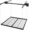 Overhead Garage Storage Rack, 4x4Ft Ceiling Storage Lift 96in Adjustable Height Garage Storage Organization Systerm, Heavy Duty Metal Garages Ceiling Storage Racks, 250lbs Load Capacity (Matte Black1)