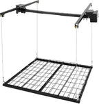 Overhead Garage Storage Rack, 4x4Ft Ceiling Storage Lift 96in Adjustable Height Garage Storage Organization Systerm, Heavy Duty Metal Garages Ceiling Storage Racks, 250lbs Load Capacity (Matte Black1)