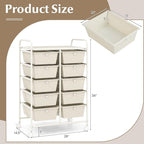RELAX4LIFE 10 Drawer Storage Cart - Ivory Metal Frame Rolling Art Cart Organizer with Lockable Wheels, Utility Cart for Crafting Storage, Office, Home, School