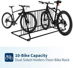 Floor Bike Rack,Double-Side 10-Bike Rack 60" L,Grid Bike Rack In Ground,Freestanding Bicycle Floor Parking Stand,Stand Bike Racks for Garages Streets Yards Bike Events