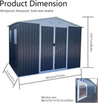 Heavy-Duty Outdoor Garden Shed with Aluminum Alloy Frame, Hinged Door, and Stable Foundation for Secure Storage (10x8 Feet Grey with 4 Transparent Window)