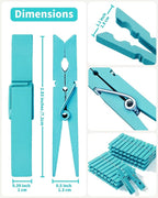 Colored Clothespins, Colorful Clothes Pins Wooden Clips Rainbow Colors 50 Pack Decorative Crafts Pegs Photos Pictures Decoration Clip Clothing Hanging Closepins, 2.9 Inch (Marine Aqua-Blue)