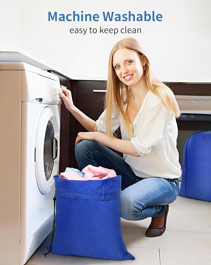 OTraki 2 Pack Small Laundry Bag 16x20 Inch Drawstring Laundry Wash Bag Dirty Clothes Laundry Sacks Organizer Machine Washable Delicate Bag Drying Do Not Exceed 176℉ Blue