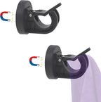 YYST Magnetic Towel Holder Towel Rack Towel Hook Hanger for Door, Refrigerator, Kitchen Stove, Oven, Dishwasher, Laundry Washing Machine- Kitten Proof (2, Black)