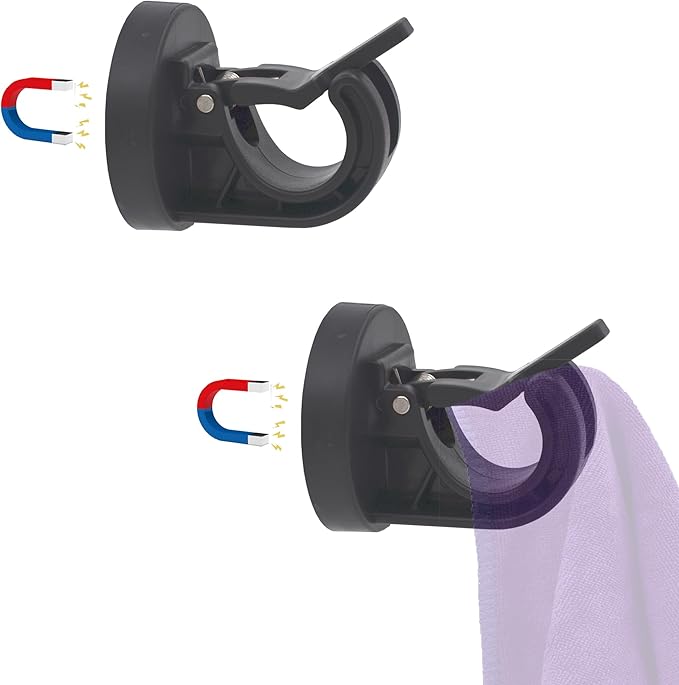 YYST Magnetic Towel Holder Towel Rack Towel Hook Hanger for Door, Refrigerator, Kitchen Stove, Oven, Dishwasher, Laundry Washing Machine- Kitten Proof (2, Black)