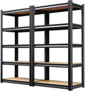 2 Pack Heavy Duty Garage Shelving - 1900 LBS Capacity 5-Tier Metal Storage Shelves, 71"H x 28"W x 12"D Adjustable Steel Utility Rack, Compact Storage Shelf for Pantry, Closet, Basement, Shed - Black