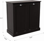 Two-Compartment Tilt-Out Laundry Sorter Cabinet,Bathroom Storage Organize Cabinet with 2 Removable Hamper Clothes Basket (Black)