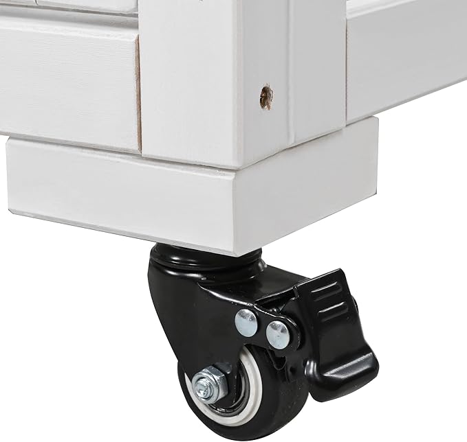 37.4" H Mini Wood Cold Frame Garden Greenhouse with 2 Doors and Wheels, Raised Bed with Liner for Indoor Outdoor Use, White