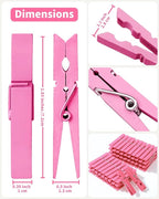 Pink Clothes Pins for Baby Shower 2.9" 50 Pack (Colored Clothespins Cheer Pin for Backpacks Decorations Team Games Decorative Crafts Pegs Photos Pictures Decoration Clip Clothing Hanging Closepins)