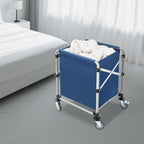 Commercial Laundry Cart with Wheels 220LBS Load Laundry Basket Foldable Laundry Cart with Removable Bag Rolling Laundry Sorter for Home, Hotel, Hospital (Blue)
