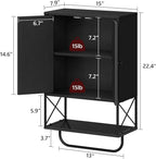 Bathroom Wall Cabinet with 2 Door and Adjustable Shelf, Farmhouse Medicine Cabinet with Towel Rack, 3-Tier Wall Mounted Storage Cabinet Over The Toilet for Bathroom Laundry Room, Black