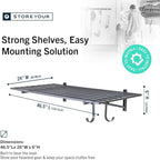 StoreYourBoard Heavy Duty Garage Shelf Wall Mount 2ft x 4ft – Wall-Mounted Shelving for Storage & Organization – Heavy Duty Garage Shelves for Tools, Bins, & Equipment – Holds 400 lbs – Gray