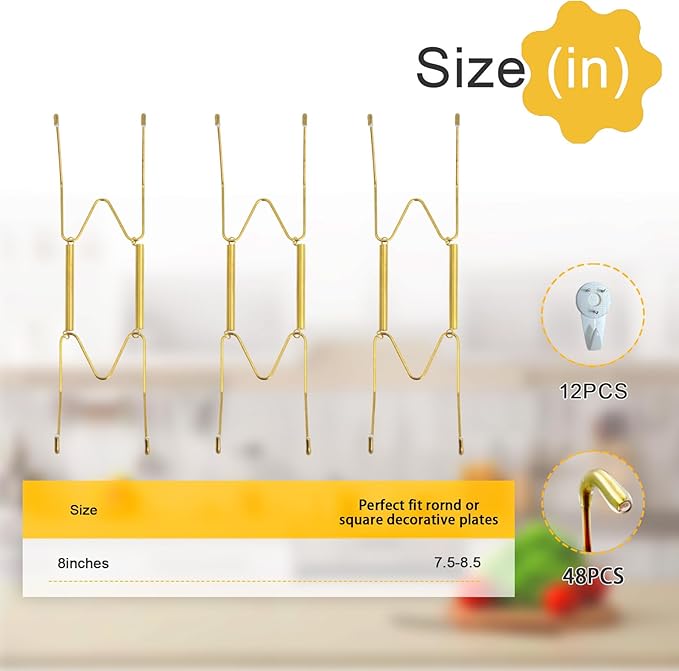 8 Inch Plate Hangers 12pack Plate Hangers for The Wall Suitable for 7.5-8.5 Inch Plate Wall Hangers for Display Invisible Decorative Plate Hooks for Hanging
