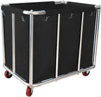 Laundry Cart Commercial Black,11.35 Bushel Large Industrial Rolling Laundry Hamper with 4 Inch Wheels,Household Heavy Duty Laundry Baskets with Stainless Steel Frame, 260 LBS Weight Capacity