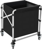 Commercial Laundry Cart with Wheels, 220LBS Capacity Heavy Duty Rolling Laundry Sorter with Steel Frame and Waterproof Oxford Cloth, Folding Laundry Hamper with Removable Bag for Home & Hotel (Black)