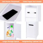 ShellKingdom Toilet Paper Holder Stand with Trash Can, Slim Bathroom Storage Cabinet Shelves, Storage Cabinet for Bathroom Small Spaces, 33.5 x 8.7 x 6.7 inch