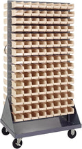 Quantum Storage Systems QMD-36H-220IV Mobile Double Sided Gray Louvered Rack System with Bins, 36" L x 25" W 72" H, Ivory