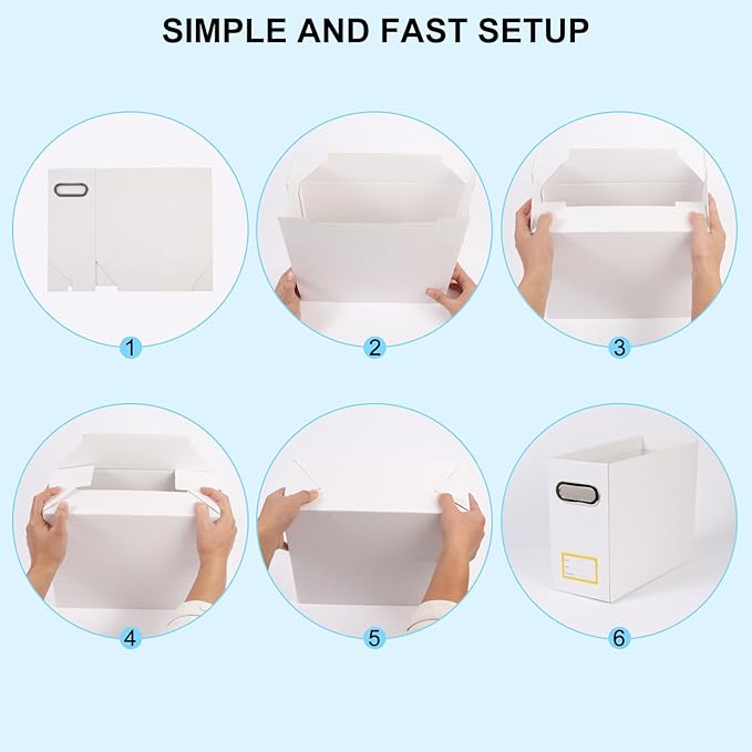 Collapsible File Organizer Box with Handle,12.20x5.11x9.84Inches, Filing Organizer for Home or Office, Small Portable File Box (2 Packs, White-Yellow)