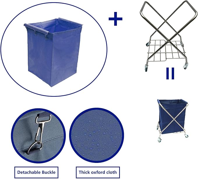 Buhelyc Thickened Oxford Cloth Storage Bag Replacement Liner Bag for Laundry Cart Removable Storage Bag for Commercial/Home(Color:Blue)