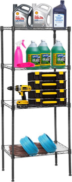 PayLessHere | 4-Tier Wire Shelf | 18"x12"x44" | Black | Adjustable Racks | Heavy-Duty Storage Shelves, Holds Upto 600 lbs | Rust-Resistant, No-Tool Assembly | for Home, Garage Shelving