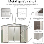 Heavy-Duty Outdoor Garden Shed with Aluminum Alloy Frame, Hinged Door, and Stable Foundation for Secure Storage (10x8 Feet White Garden Shed with Metal Base)