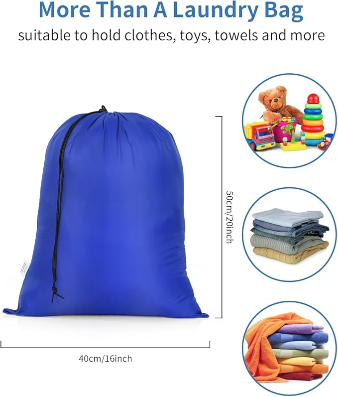 OTraki 2 Pack Small Laundry Bag 16x20 Inch Drawstring Laundry Wash Bag Dirty Clothes Laundry Sacks Organizer Machine Washable Delicate Bag Drying Do Not Exceed 176℉ Blue