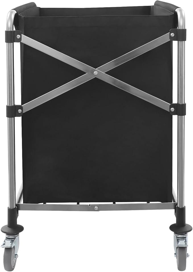 Commercial Laundry Cart with Wheels 220LBS Load Laundry Cart Rolling Laundry Basket with Removable Bag Foldable Laundry Sorter for Home, Hotel, Hospital (Black)