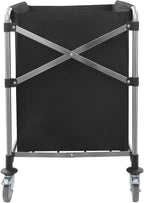 Commercial Laundry Cart with Wheels 220LBS Load Laundry Cart Rolling Laundry Basket with Removable Bag Foldable Laundry Sorter for Home, Hotel, Hospital (Black)