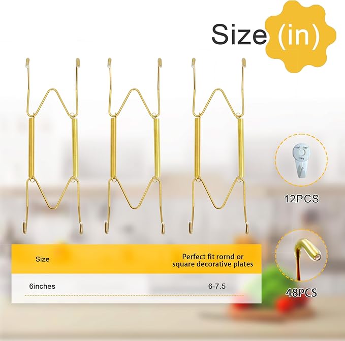 6 Inch Plate Hangers 12 Pack Plate Hangers for The Wall Suitable for 6-7.5 Inch Plate Wall Hangers for Display Invisible Decorative Plate Hooks for Hanging