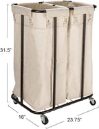 Household Essentials 2-Bag Rolling Laundry Sorter, Natural