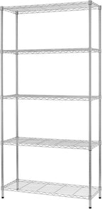 BestOffice | 5-Tier Wire Storage Shelves | 36x14x72 | Chrome | with Adjustable Racks | Heavy-Duty Metal Shelf, Holds Upto 1000 lbs | No-Tool Assembly | Ideal for Home & Garage Shelving