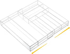 1 Pcs Acrylic Desk Drawer Organizer 9'' up to 18'' x 15'' x 2.1'' Expandable Drawer Organizer Trays with 7 Adjustable Compartments Clear Desk Accessories for Makeup Office Bathroom