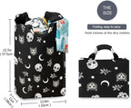 Gothic Moon Skull Cat Laundry Basket for College Dorm,50L Collapsible Portable Laundry Hamper Storage Basket for Toys Clothes Organizer