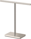 Gatco 1444PN, Modern Rectangle Base Freestanding Countertop Towel Holder, Polished Nickel / 10.50" W x 11.13" H T-Shape Style Countertop Hand Towel Holder for Bathroom, Kitchen/Fingertip Towel Rack