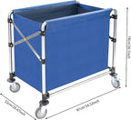 Commercial Laundry Cart with Wheels | Large Laundry Basket with Wheels | Foldable Laundry Hamper | Laundry Sorter for Clothes Storage | Ox Cloth | 440 lbs Load | 34.25x20.47x30.7in (Blue)
