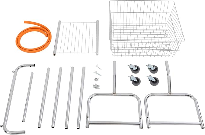 70"H Laundry Cart, Rolling Laundry Basket with Hanging Rack & Wheels, Metal Steel Wire Clothes Hamper with Storage Shelf for Homes, Hotels, Bathrooms & Commercial Laundry, 110lbs Capacity (C)